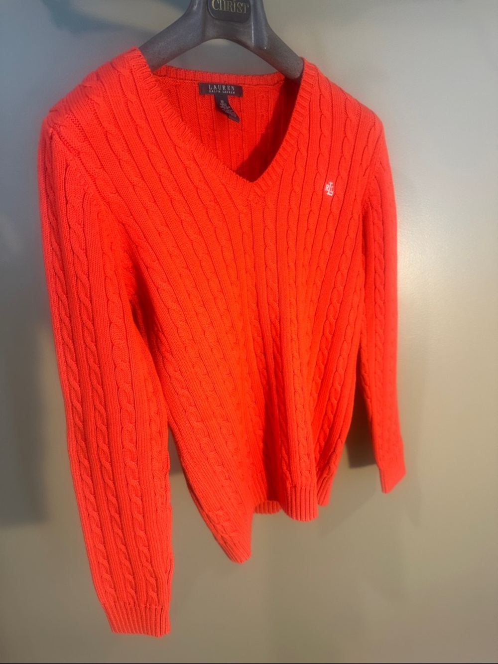 Lauren Ralph Lauren cable v neck sweater.